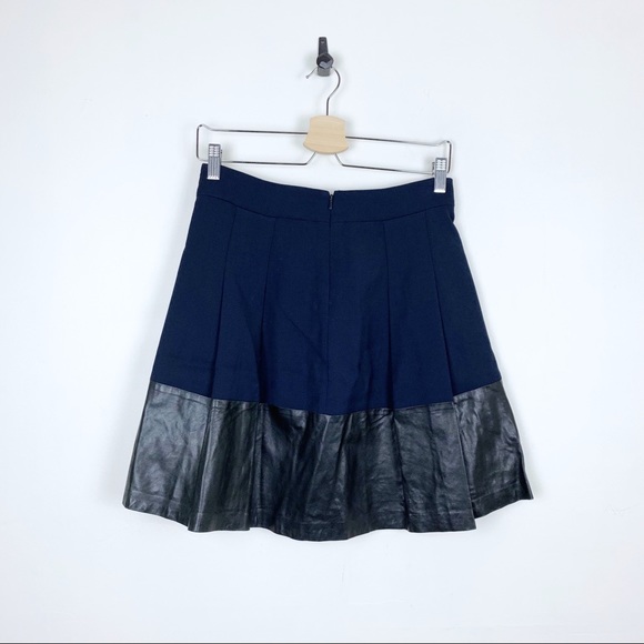 Vince Wool Leather Detailed Pleated Circle Skirt - Picture 2 of 5